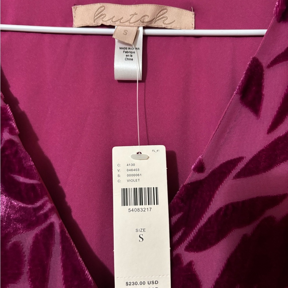 Anthropologie Pink Floral Velvet Long Sleeve Dress - Picture 3 of 5